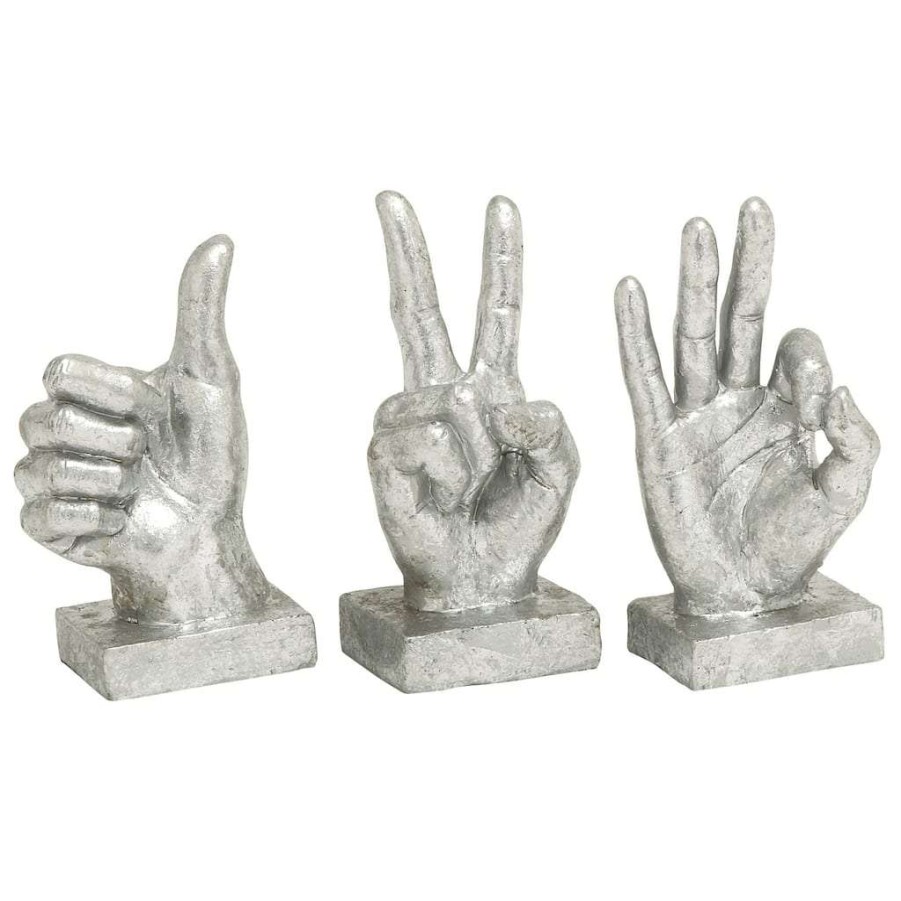 Home & Decor * | Coupon Cosmoliving By Cosmopolitan Silver Hand Sculpture Set