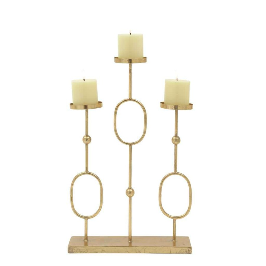 Home & Decor * | Hot Sale Cosmoliving By Cosmopolitan Gold Candlestick Holders, 4 , 13 & 20