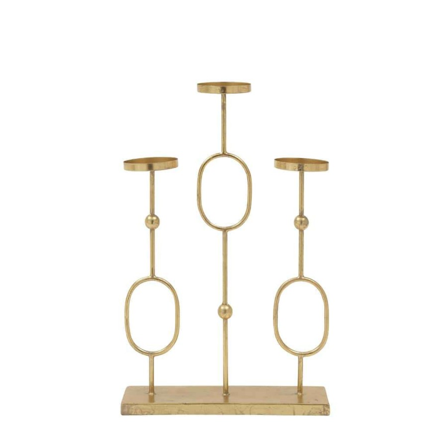 Home & Decor * | Hot Sale Cosmoliving By Cosmopolitan Gold Candlestick Holders, 4 , 13 & 20