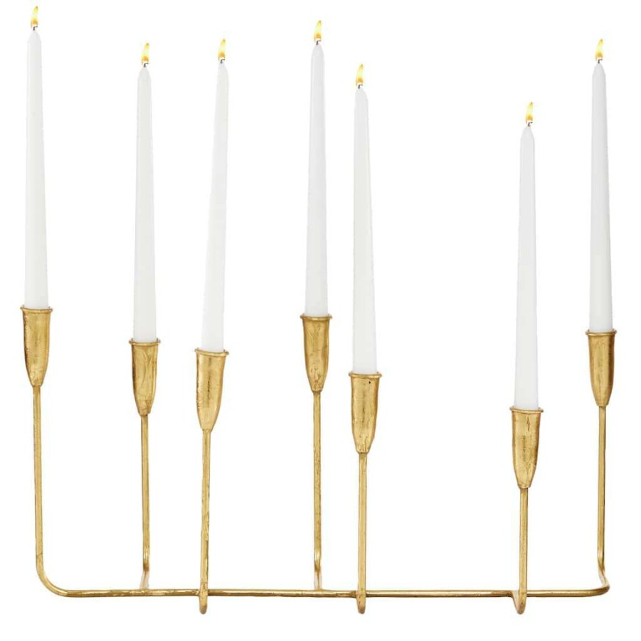 Home & Decor * | Best Deal Cosmoliving By Cosmopolitan 10" Gold Iron Contemporary Candlesticks Holder