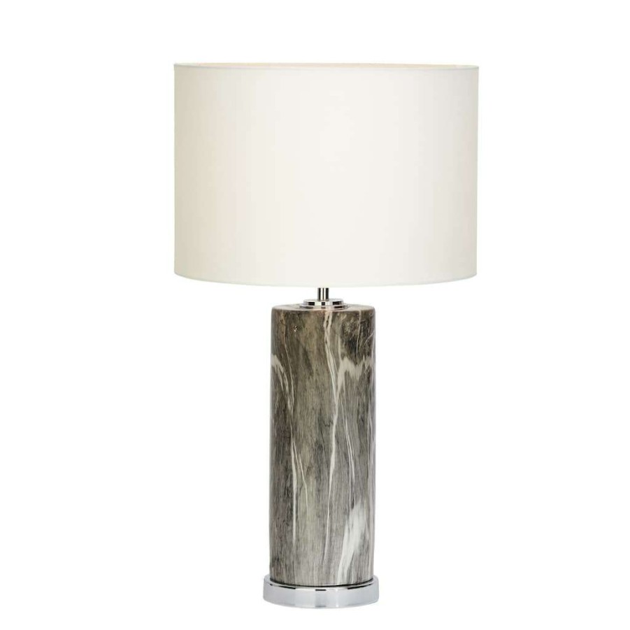 Home & Decor * | Best Reviews Of Cosmoliving By Cosmopolitan 26 Black & Gray Marble Stone Glam Table Lamp