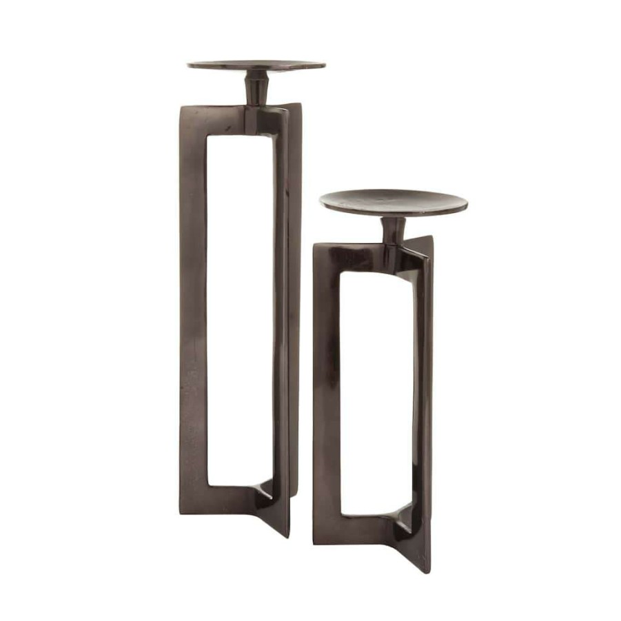 Home & Decor * | Hot Sale Bronze Contemporary Candle Holder Set By Cosmoliving By Cosmopolitan