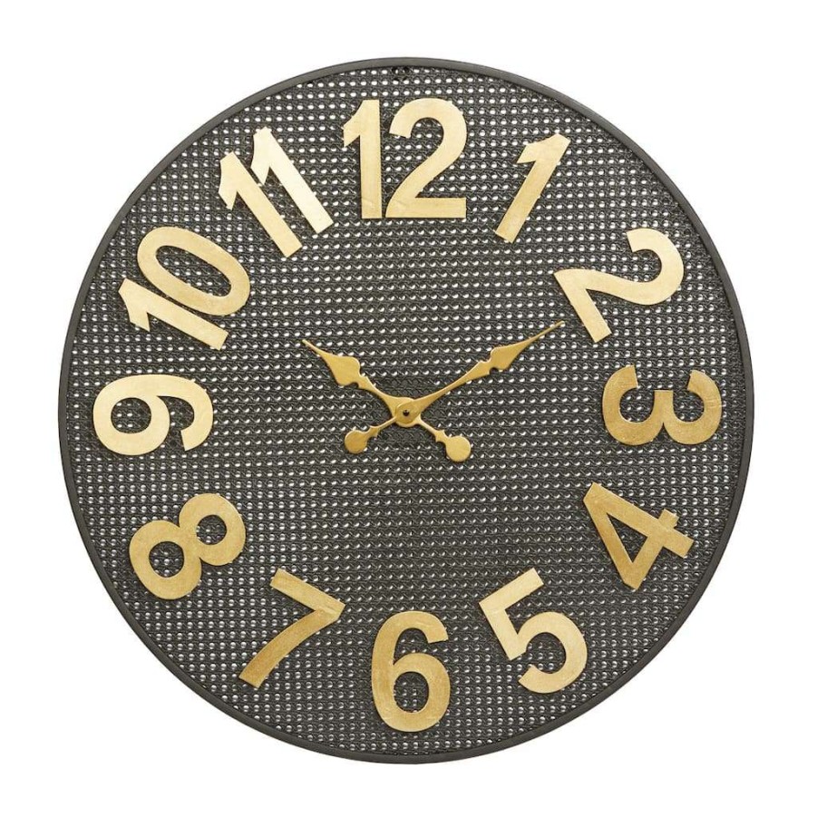 Home & Decor * | Deals Cosmoliving By Cosmopolitan 32 Black Metal Industrial Wall Clock