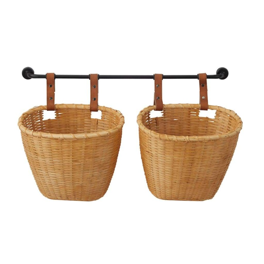 Storage * | Best Reviews Of Brown Bamboo Kitchen Hanging Wall Basket By Cosmoliving By Cosmopolitan