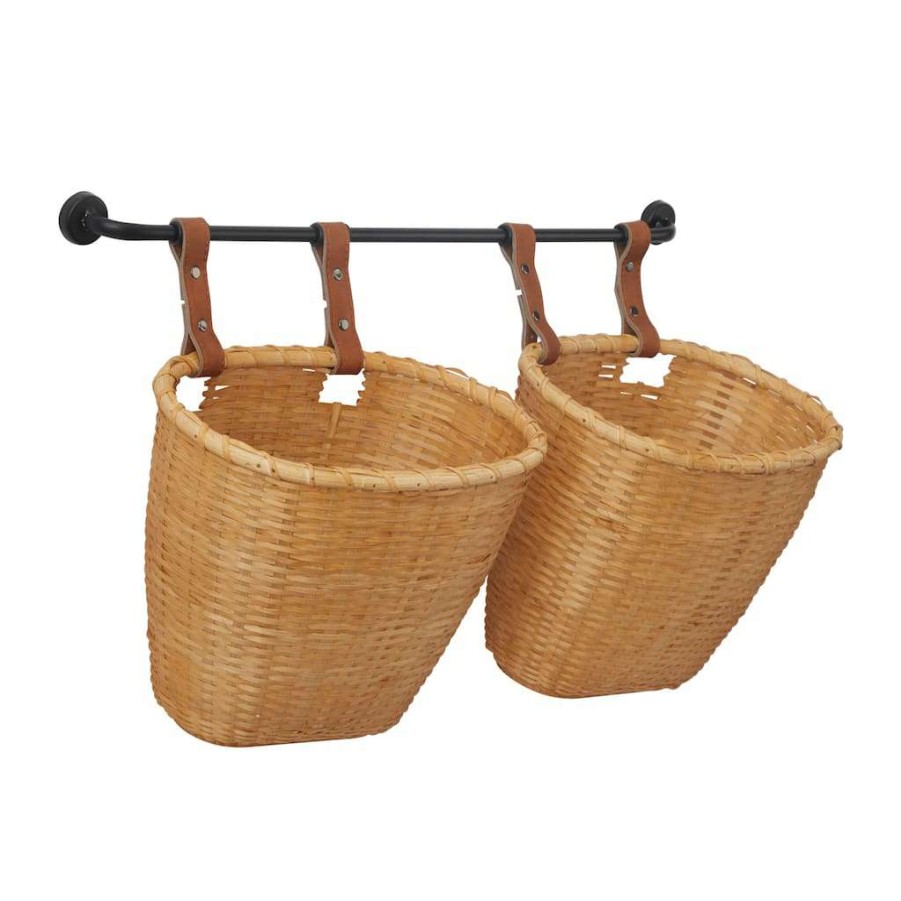 Storage * | Best Reviews Of Brown Bamboo Kitchen Hanging Wall Basket By Cosmoliving By Cosmopolitan