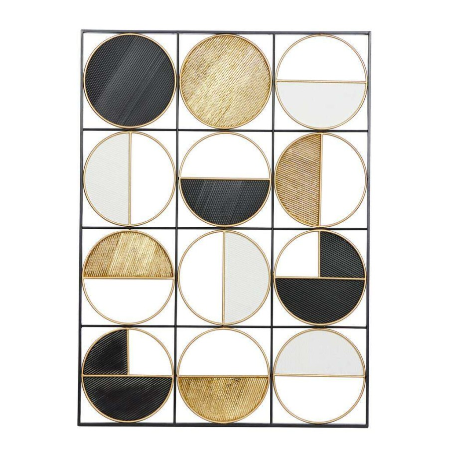 Home & Decor * | Best Reviews Of Cosmoliving By Cosmopolitan 40 Black, Silver & Gold Metal Contemporary Wall Decor