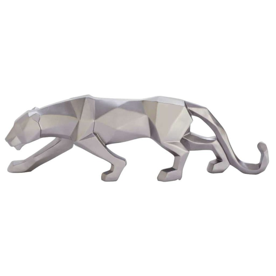 Home & Decor * | Coupon Cosmoliving By Cosmopolitan Silver Leopard Sculpture