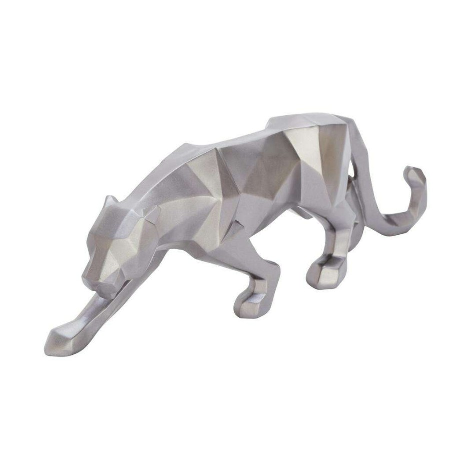 Home & Decor * | Coupon Cosmoliving By Cosmopolitan Silver Leopard Sculpture