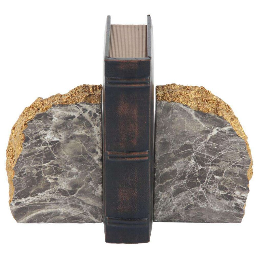 Home & Decor * | Wholesale Cosmoliving By Cosmopolitan 7 Gray Glam Stone Bookends, 2Ct.