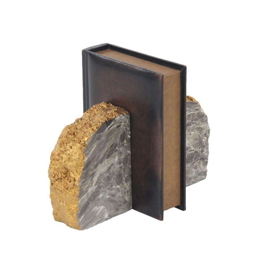 Home & Decor * | Wholesale Cosmoliving By Cosmopolitan 7 Gray Glam Stone Bookends, 2Ct.