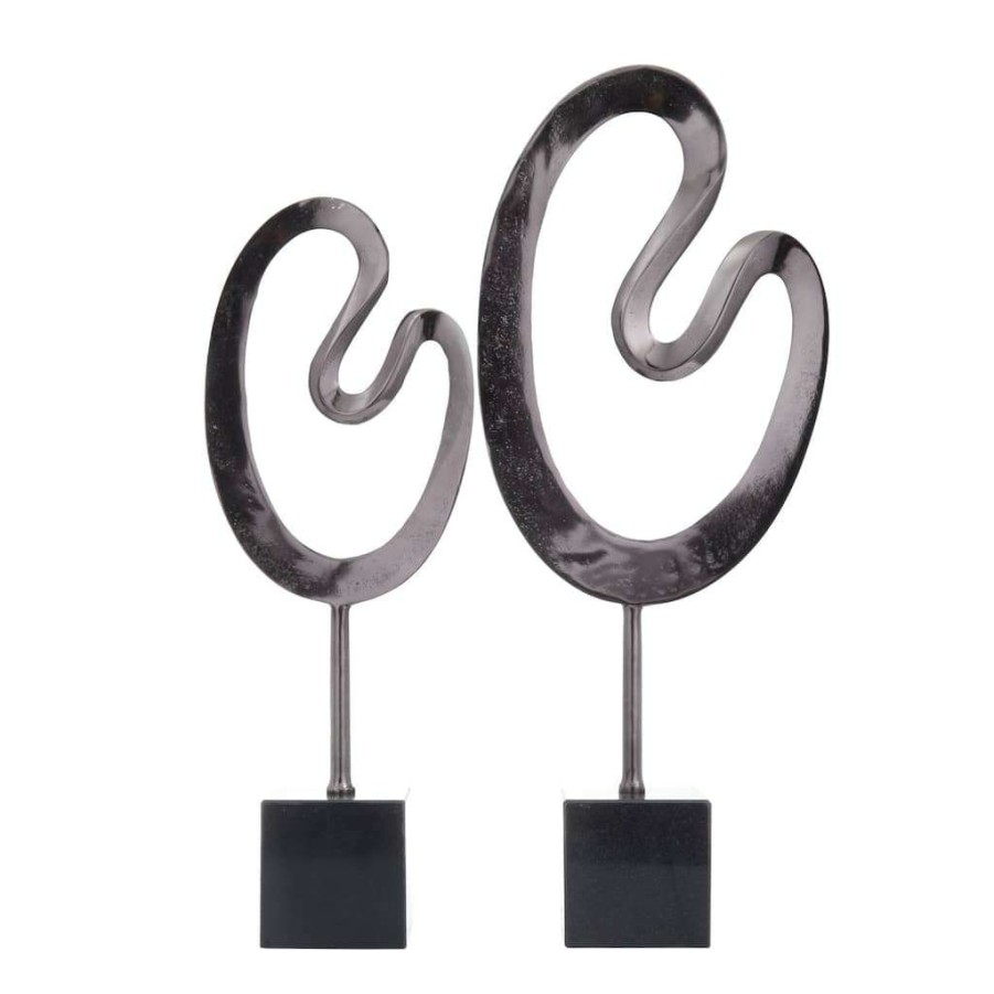 Home & Decor * | Best Pirce Cosmoliving By Cosmopolitan Black Marble Contemporary Sculpture, 24 X 21