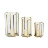 Home & Decor * | Outlet Cosmoliving By Cosmopolitan Gold Glass Modern Lantern Set