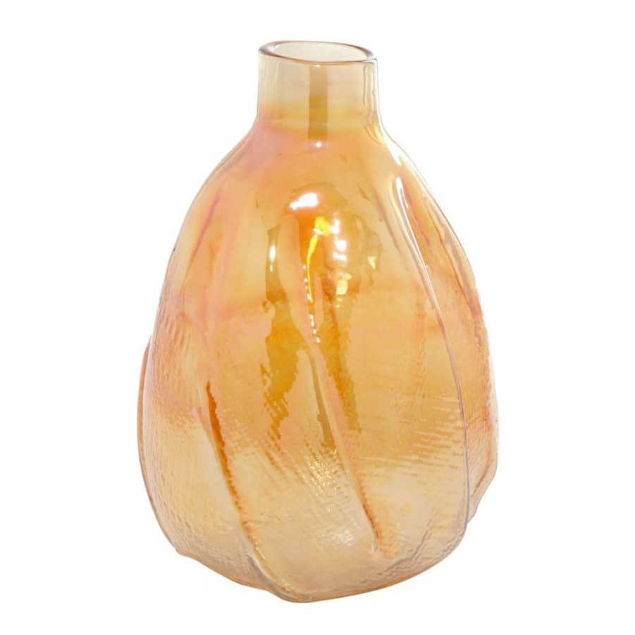 Floral * | Flash Sale Cosmoliving By Cosmopolitan 16 Gold Glass Contemporary Vase