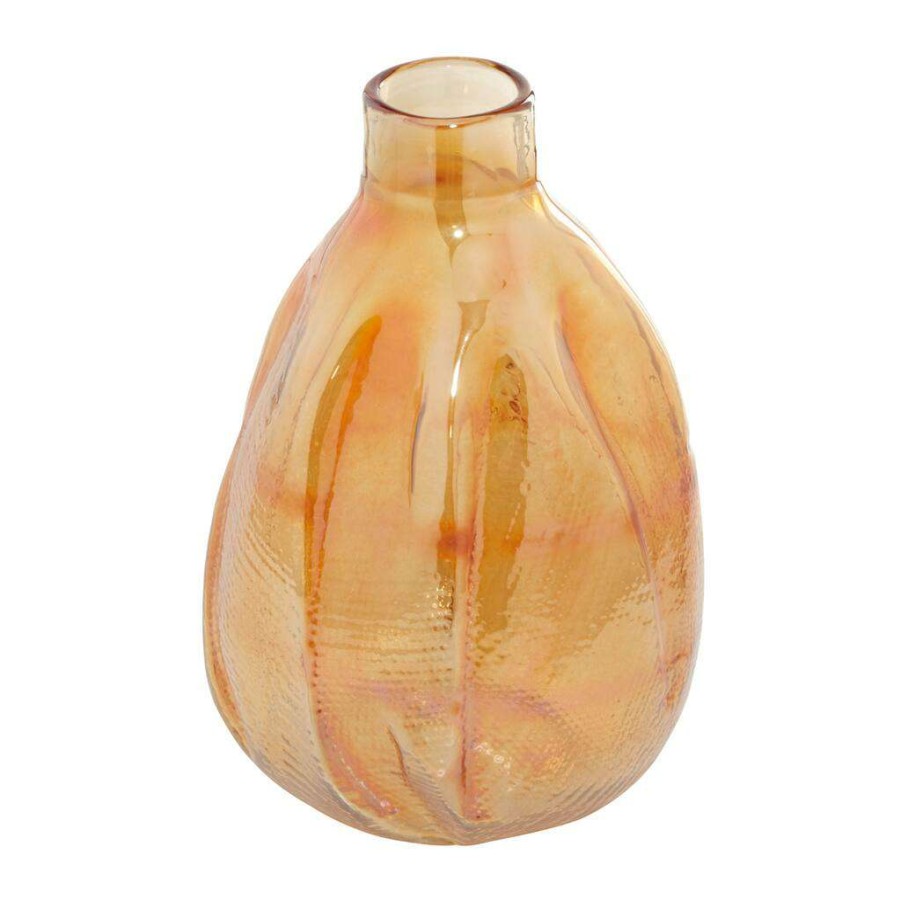 Floral * | Flash Sale Cosmoliving By Cosmopolitan 16 Gold Glass Contemporary Vase