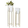 Floral * | Cheap Cosmoliving By Cosmopolitan Set Of 2 White Metal Contemporary Planter, 39 , 46