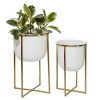 Floral * | Best Sale Cosmoliving By Cosmopolitan Set Of 2 White Metal Contemporary Planter, 18 , 23