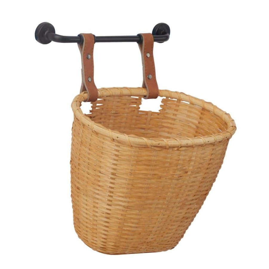 Storage * | Best Pirce Brown Bamboo Hanging Kitchen Wall Basket By Cosmoliving By Cosmopolitan