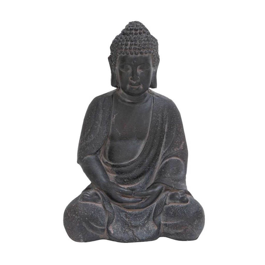 Home & Decor * | Coupon Cosmoliving By Cosmopolitan Grey Ceramic Sculpture, Buddha 12 X 8 X 7