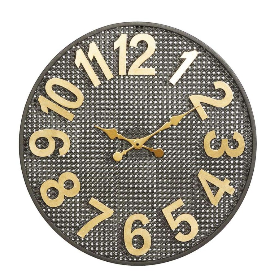 Home & Decor * | Deals Cosmoliving By Cosmopolitan 24 Black Metal Industrial Wall Clock