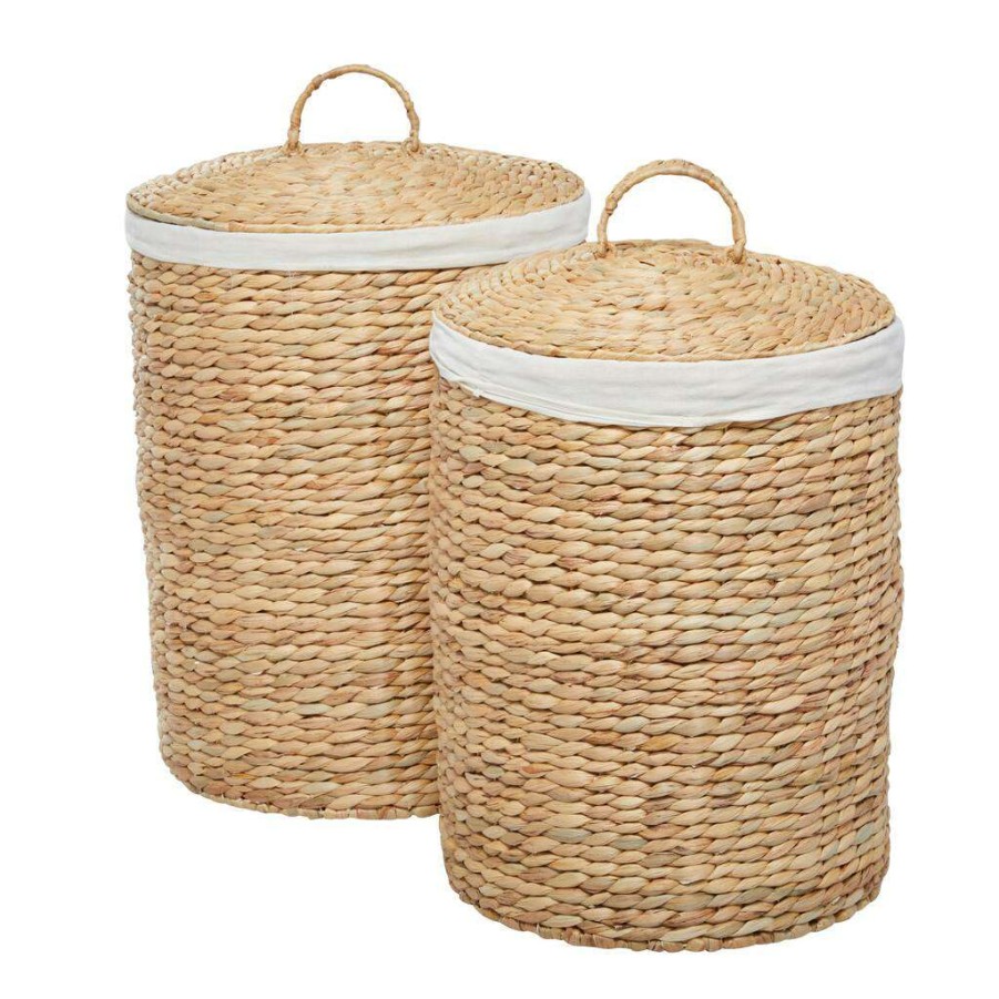 Storage * | Discount Cosmoliving By Cosmopolitan Light Brown Seagrass Handmade Storage Basket Set