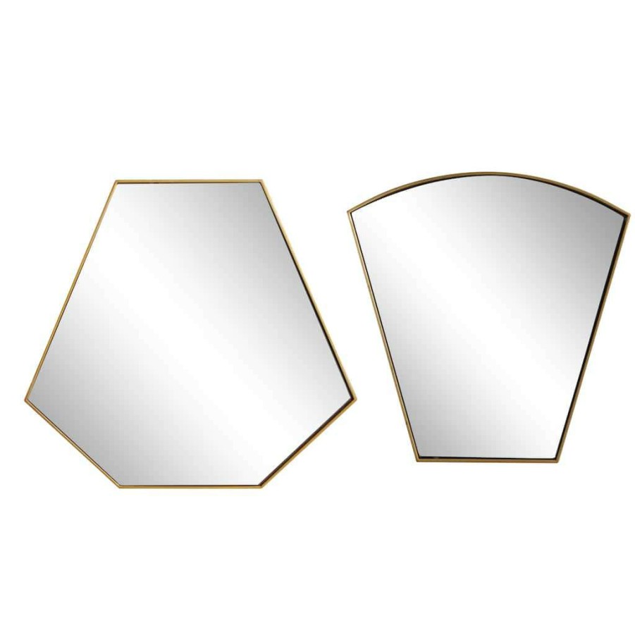 Home & Decor * | Budget Cosmoliving By Cosmopolitan Set Of 2 Gold Metal Contemporary Wall Mirror, 18 , 19