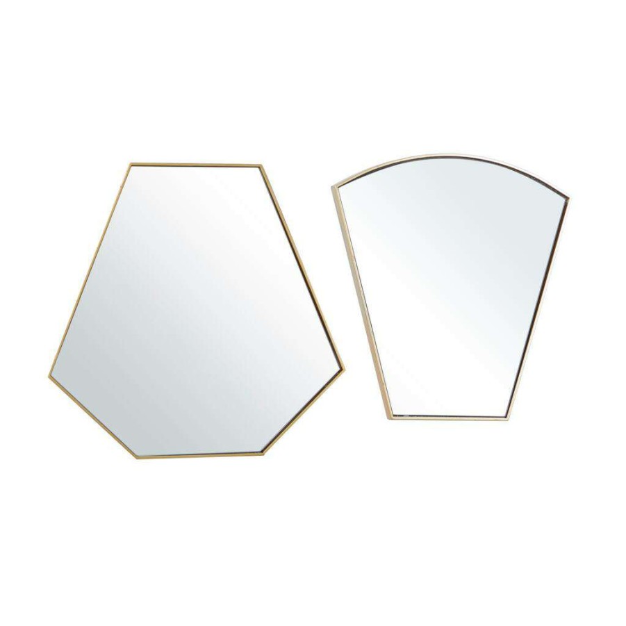 Home & Decor * | Budget Cosmoliving By Cosmopolitan Set Of 2 Gold Metal Contemporary Wall Mirror, 18 , 19