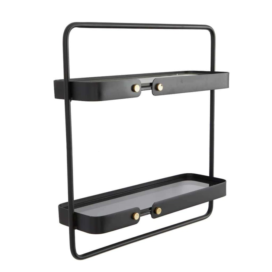 Storage * | Hot Sale Cosmoliving By Cosmopolitan Black Metal Wall Shelves