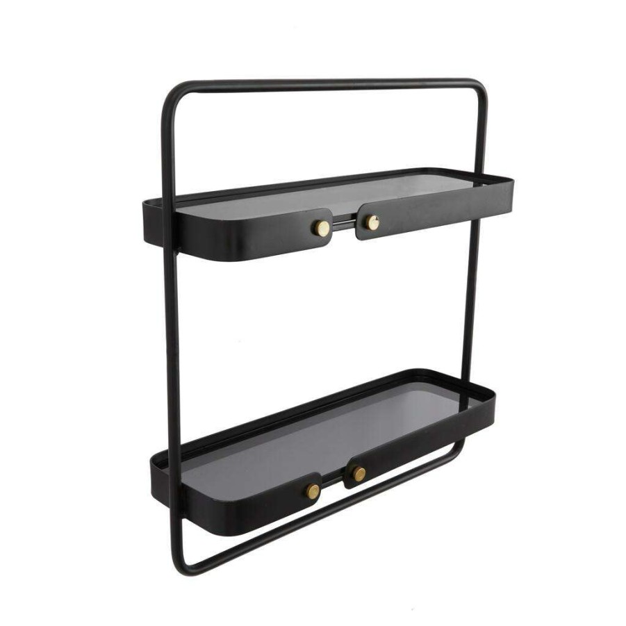 Storage * | Hot Sale Cosmoliving By Cosmopolitan Black Metal Wall Shelves