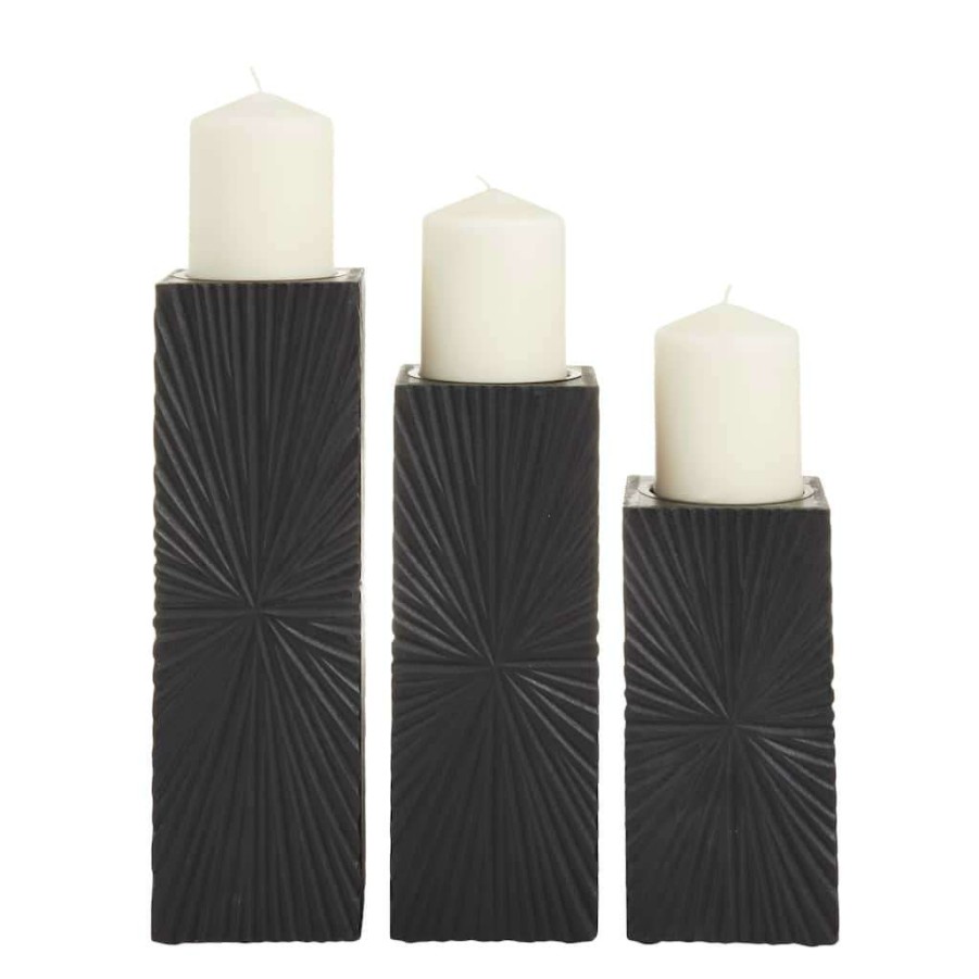 Home & Decor * | New Cosmoliving By Cosmopolitan Black Mdf Contemporary Candle Holder, 12 X 10 X 8