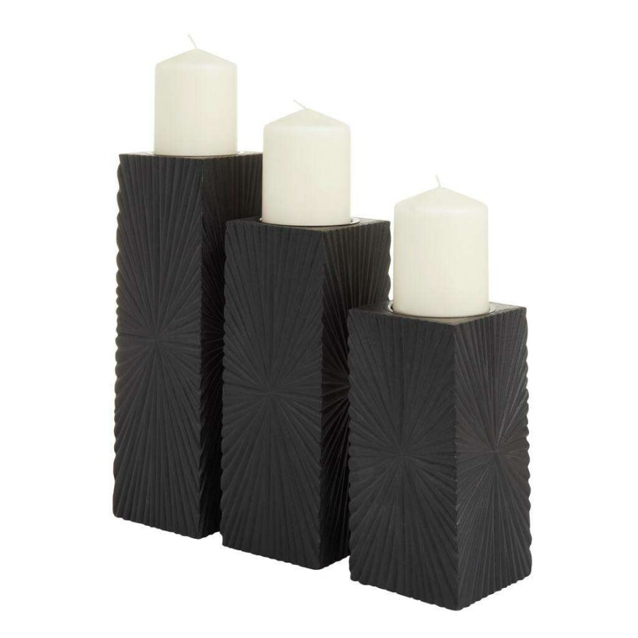 Home & Decor * | New Cosmoliving By Cosmopolitan Black Mdf Contemporary Candle Holder, 12 X 10 X 8