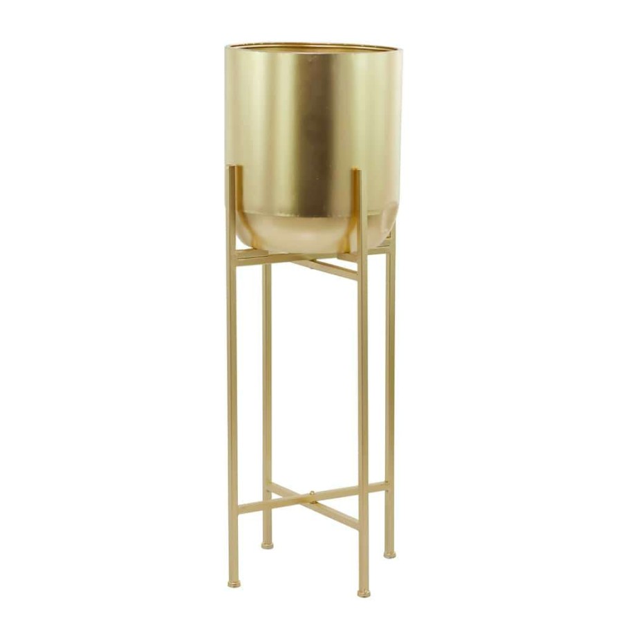 Home & Decor * | Best Deal Gold Modern Planter, 13 X 13 X 46 By Cosmoliving By Cosmopolitan