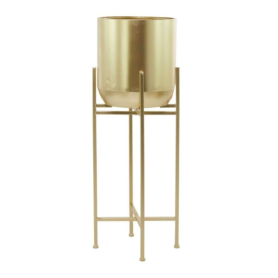 Home & Decor * | Best Deal Gold Modern Planter, 13 X 13 X 46 By Cosmoliving By Cosmopolitan