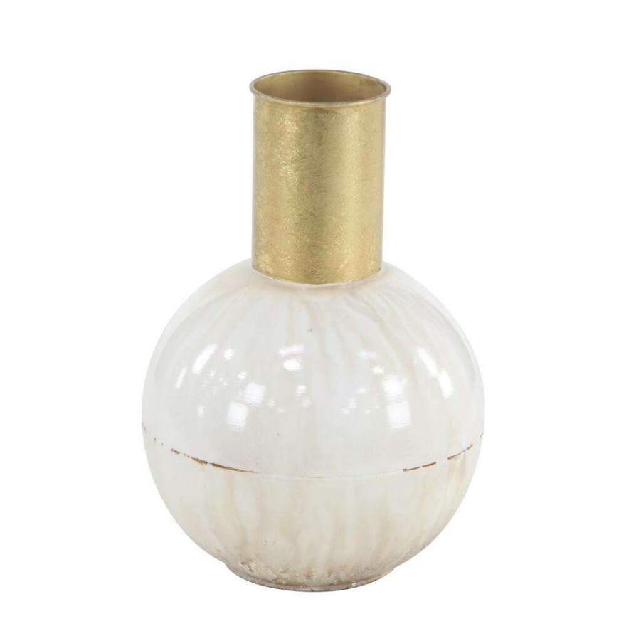 Floral * | Coupon Cosmoliving By Cosmopolitan 14 White Metal Vase