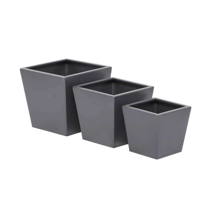 Home & Decor * | Best Reviews Of Grey Modern Planter, Set Of 3 8 , 6 , 5 By Cosmoliving By Cosmopolitan