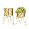 Floral * | Coupon Set Of 2 Gold Iron Modern Planter, 10 X 7 X 7 By Cosmoliving By Cosmopolitan