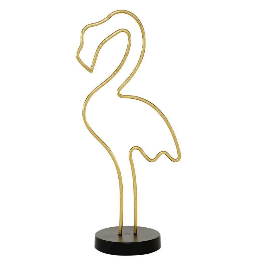 Home & Decor * | Best Deal Cosmoliving By Cosmopolitan 18 Gold Contemporary Flamingo Sculpture