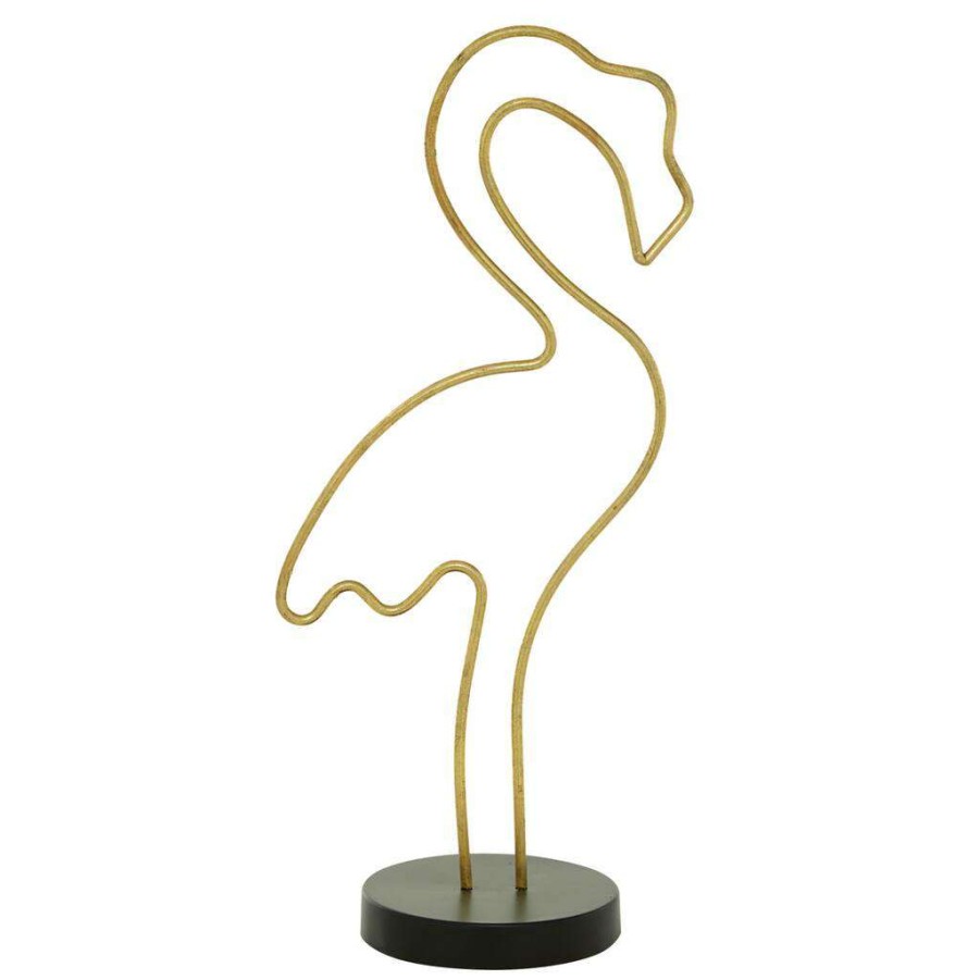 Home & Decor * | Best Deal Cosmoliving By Cosmopolitan 18 Gold Contemporary Flamingo Sculpture