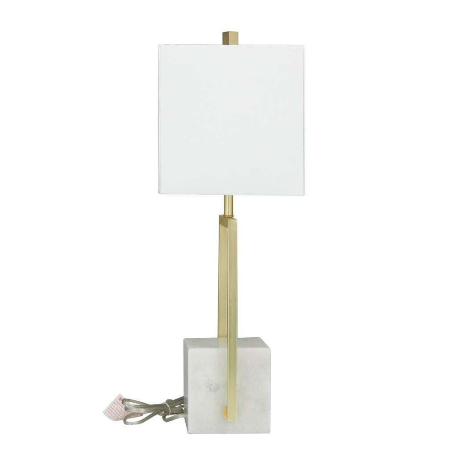 Home & Decor * | Cheap Cosmoliving By Cosmopolitan White Marble Modern Table Lamp, 27 X 15 X 9