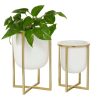 Floral * | Discount Cosmoliving By Cosmopolitan White Metal Contemporary Planter Set