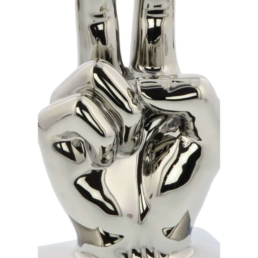 Home & Decor * | Best Reviews Of Cosmoliving By Cosmopolitan Silver Hand Sculpture Set