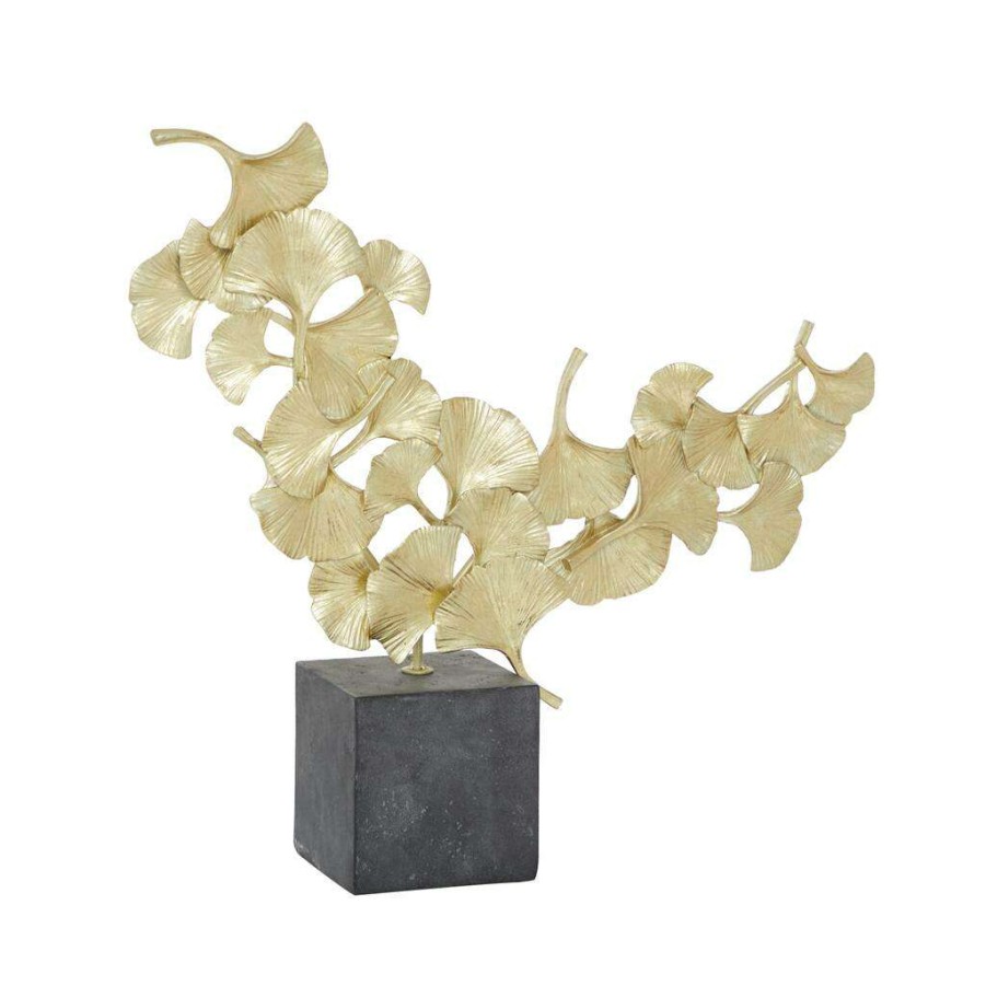 Home & Decor * | Discount Cosmoliving By Cosmopolitan 18 Gold Contemporary Gingko Leaf Sculpture