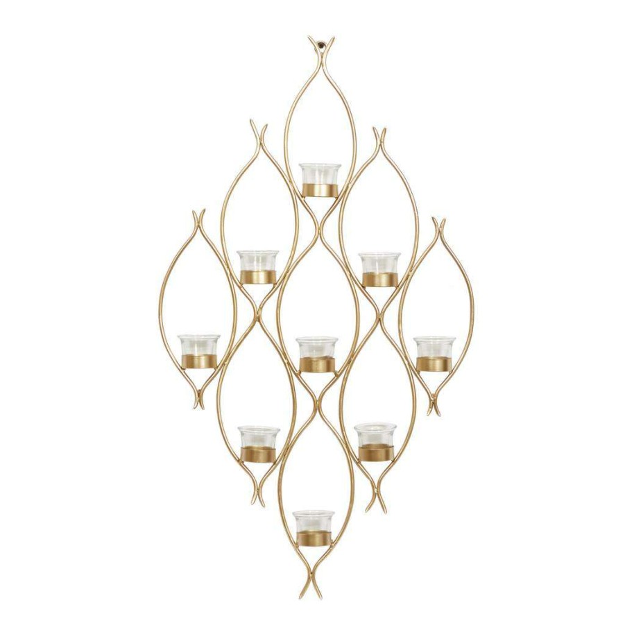 Home & Decor * | Flash Sale Cosmoliving By Cosmopolitan Bronze Metal Contemporary Wall Sconces, 32 X 18 X 3