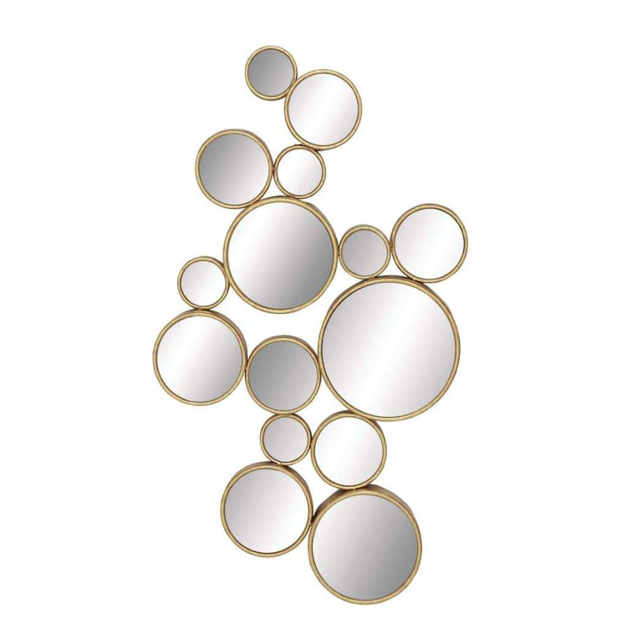 Home & Decor * | Best Deal Cosmoliving By Cosmopolitan Gold Contemporary Metal Wall Mirror