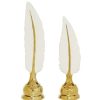 Home & Decor * | Top 10 Cosmoliving By Cosmopolitan Gold Porcelain Glam Feather Sculpture Set