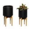 Floral * | Coupon Cosmoliving By Cosmopolitan Black Metal Cylinder Planter Set