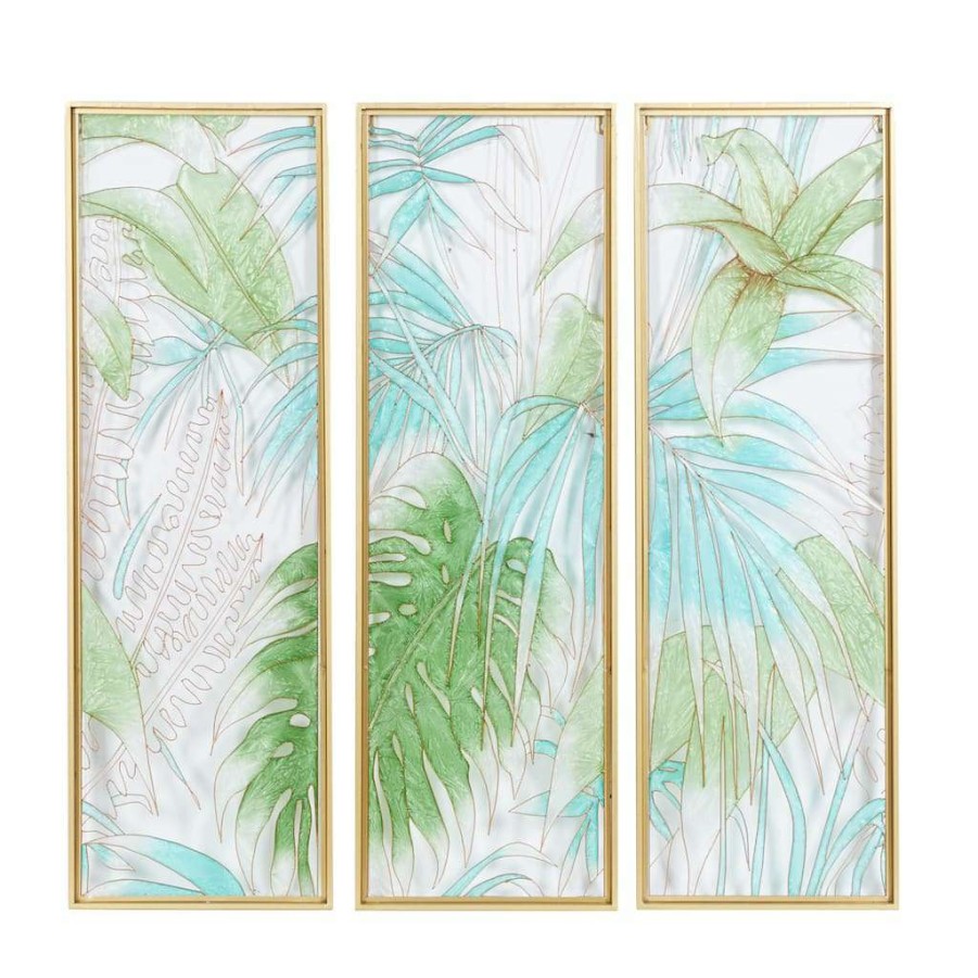 Home & Decor * | Best Pirce Cosmoliving By Cosmopolitan 35.5 Green Glass Wall Decor Set