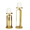 Home & Decor * | Budget Set Of 2 Gold Aluminum Modern Candle Holder, 14 X 5 X 5 By Cosmoliving By Cosmopolitan