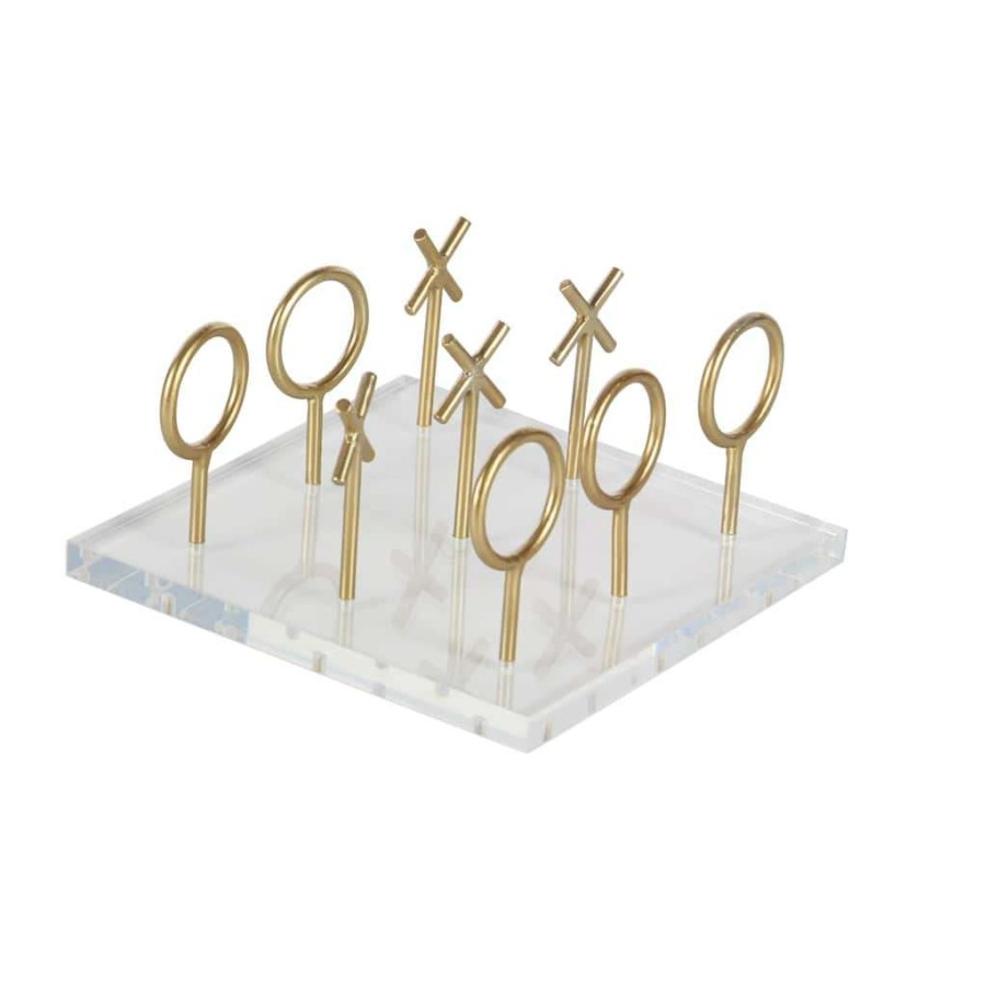 Kids * | Wholesale Cosmoliving By Cosmopolitan Gold & White Acrylic Glam Tic-Tac-Toe Game Set