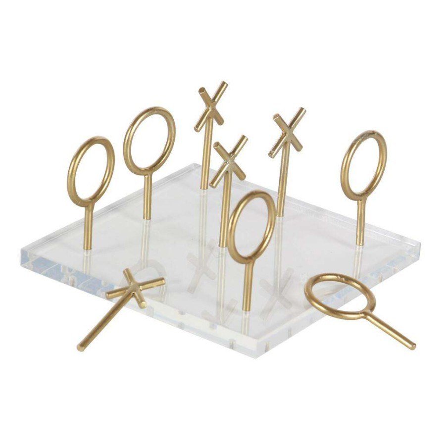 Kids * | Wholesale Cosmoliving By Cosmopolitan Gold & White Acrylic Glam Tic-Tac-Toe Game Set