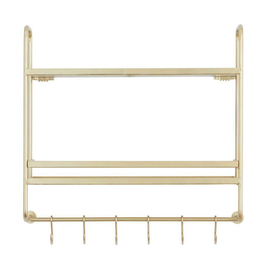 Home & Decor * | Deals Cosmoliving By Cosmopolitan Gold Iron Modern Wall Shelf, 20 X 20 X 5